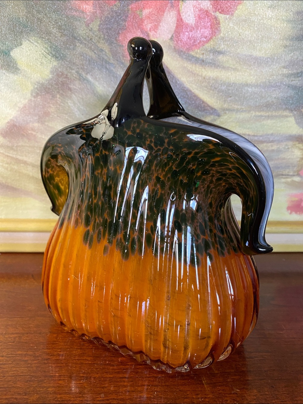 Vintage Hand Blown Art Glass Purse/Vase